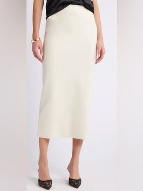 Open Edit Luxe Sculpt Maxi Skirt Ivory Large NWT